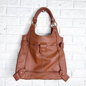 AMERILEATHER Judelle Like New saddle Brown Leather satchel shoulder bag